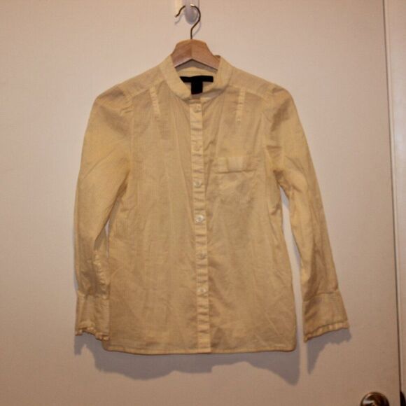 Marc Jacobs white & Yellow Stripes Button Down Shirts Women's Size 4 - Picture 2 of 13
